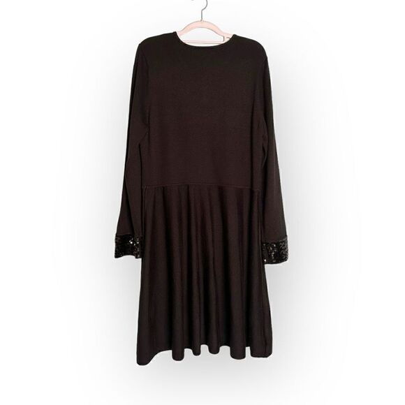 Jason Wu black sweater dress sequin sleeve cuffs women's size xl acrylic/nylon/s - Picture 6 of 9